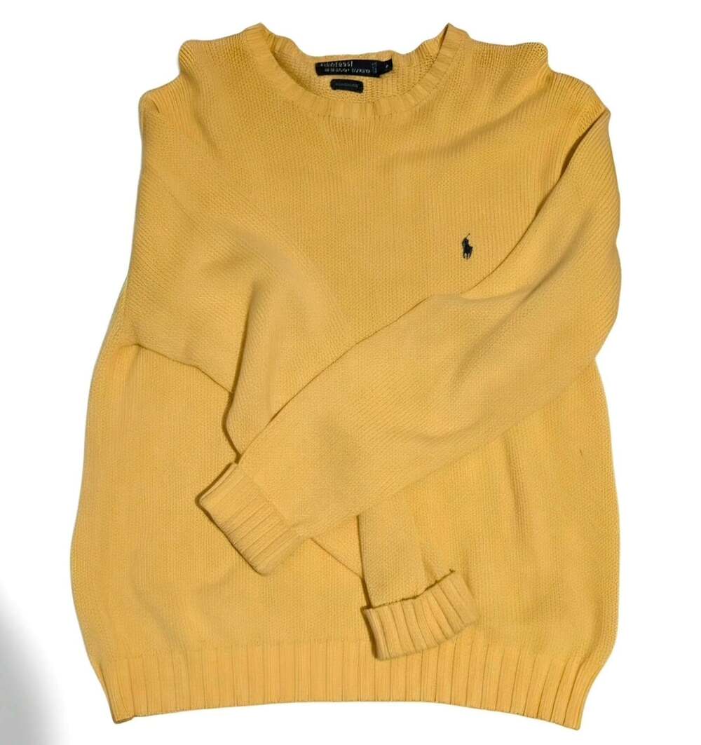 Polo Ralph Lauren Cotton Sweater Size M Yellow Crewneck